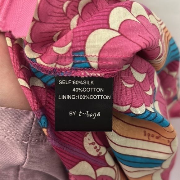 T-BAGS Los Angeles Vibrant Print Halter Tunic silk/cotton blend - Picture 6 of 6